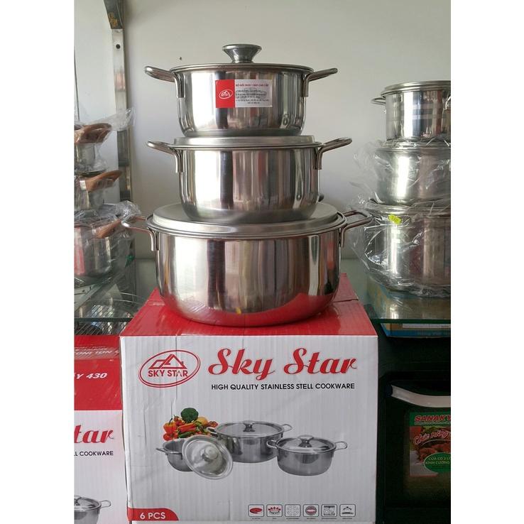 BỘ 3 NỒI HT COOK, SKY START INOX 430 CAO CẤP