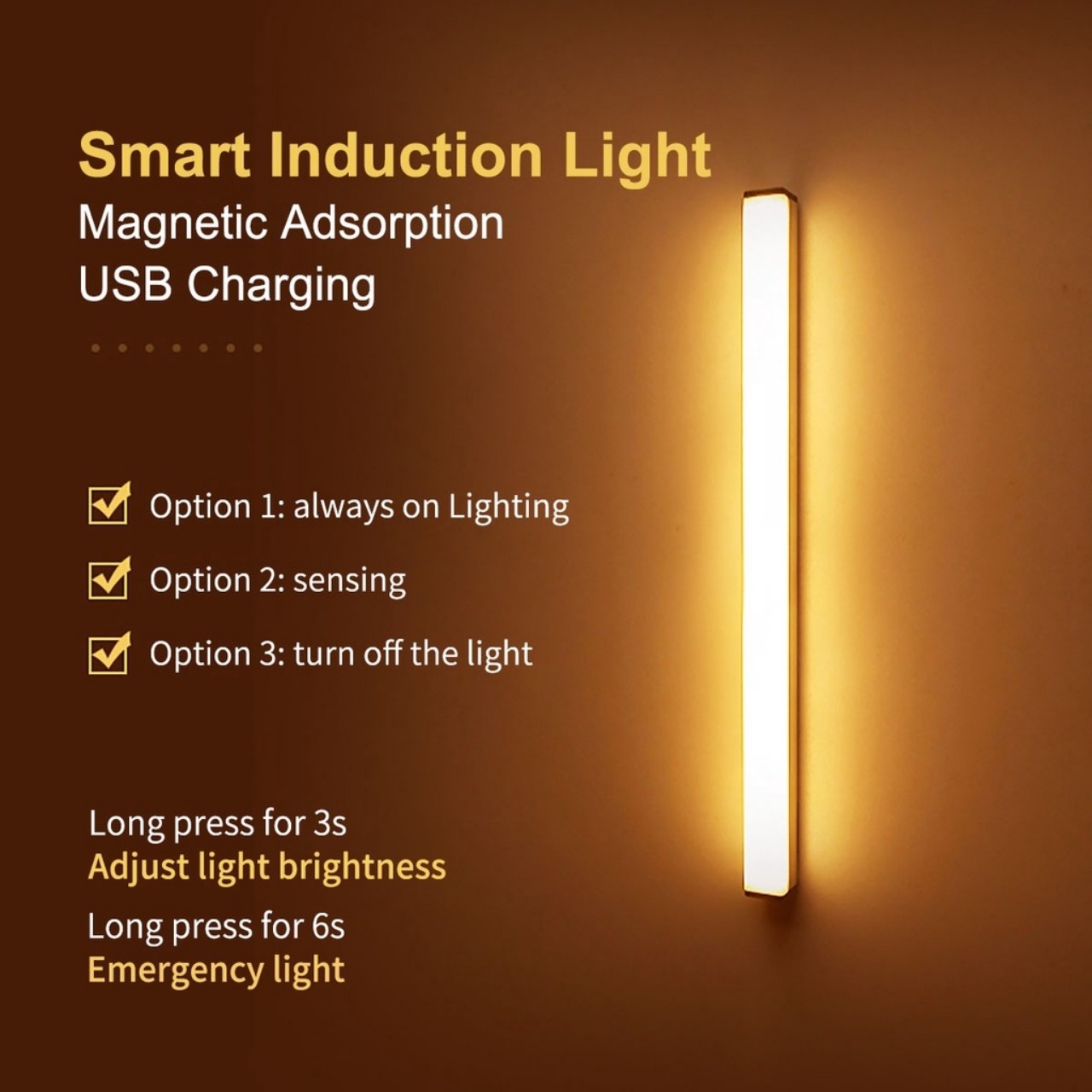 Đèn Led Cảm Biến Chuyển Động Gắn Tường/ Tủ Chén/ Phòng Bếp/ Phòng Học Có Thể Sạc Usb Tiện Dụng