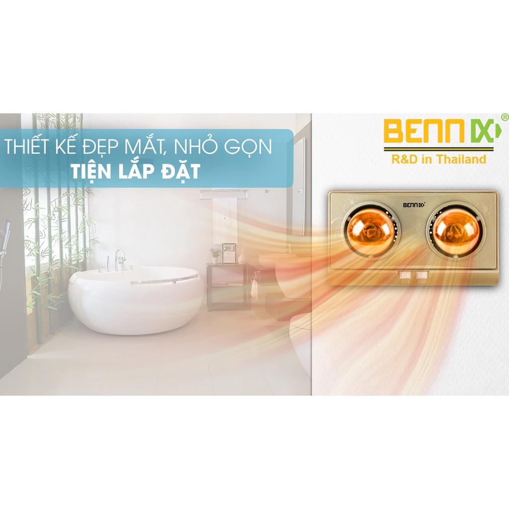 Đèn sưởi nhà tắm 2 bóng Bennix: BN-02BG Hàng chính hãng