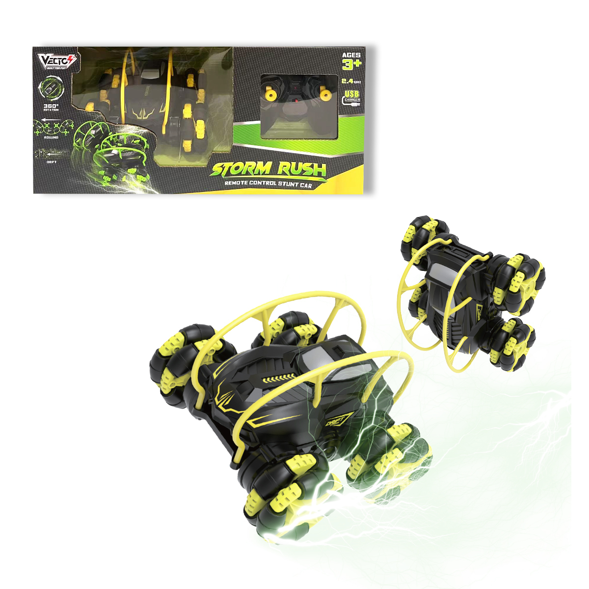 Đồ Chơi Siêu Xe Biểu Diễn Storm Rush Điều Khiển Từ Xa (Vàng) VECTO VT619/YL