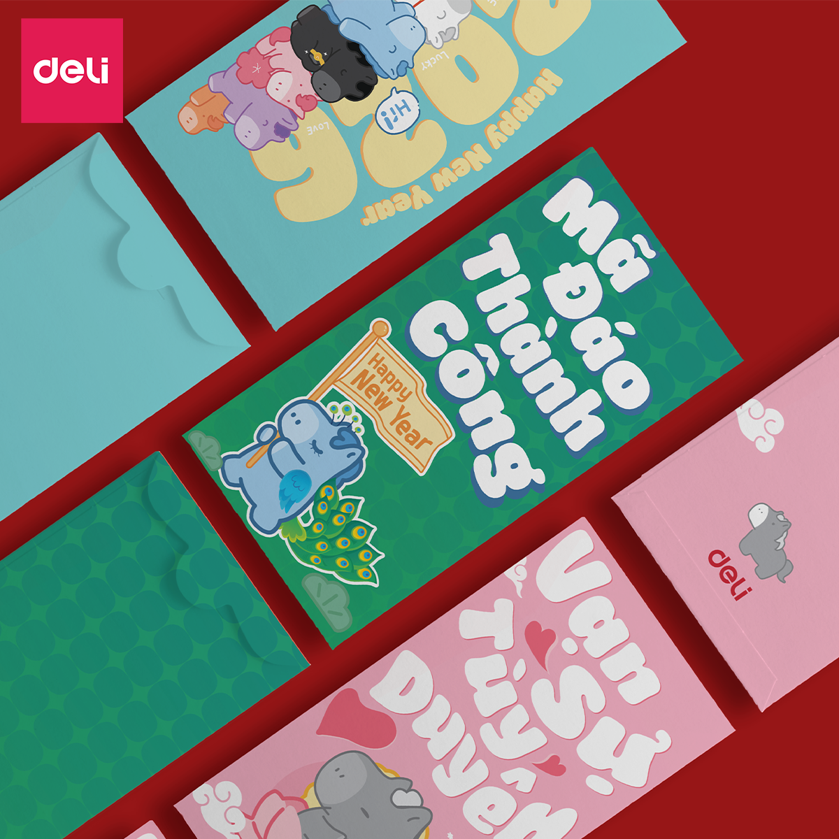 Set Bao Lì Xì Tết Deli Cao Cấp 5 Mẫu Chất Liệu Giấy Couche Cán Mờ Thiết Kế Tết Sáng Tạo, Trendy