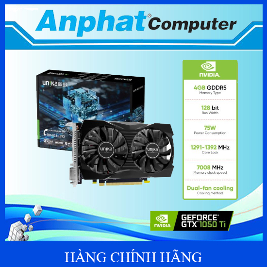 Card Màn Hình VGA UNIKA GeForce GTX 1050TI SNIPER 4G D5 V2 – Hàng Chính Hãng