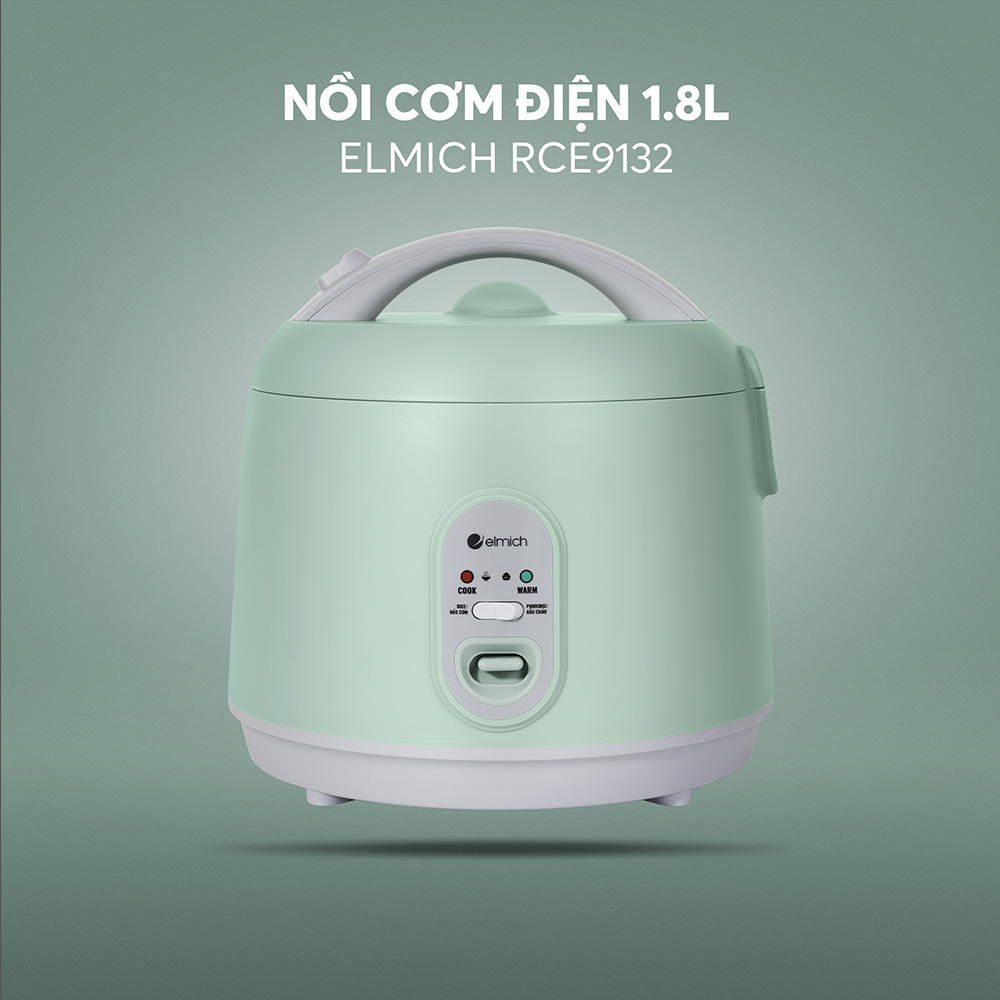 Nồi Cơm Điện Elmich RCE9132 1.8L 700W, Hàng Chính Hãng, 2 Chức Năng Nấu, Phím Nhấn Cơ - JoyMall