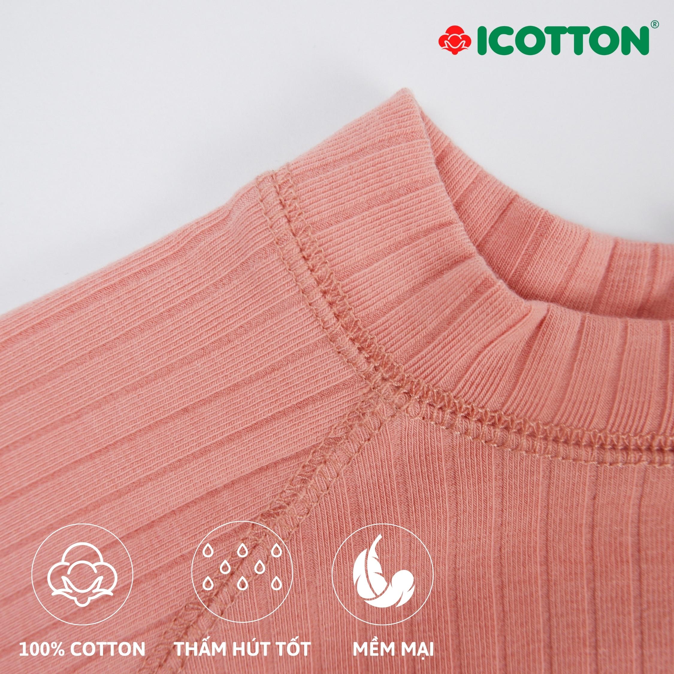 Bộ ngủ cotton cho bé từ 1 đến 10 tuổi màu Hồng