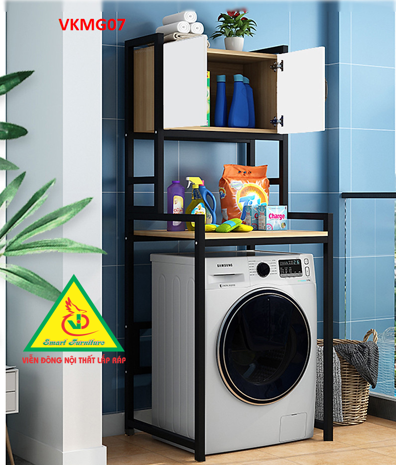 Kệ máy giặt 3 tầng Có Tủ VKMG07 - Nội Thất lắp ráp Viendong Adv