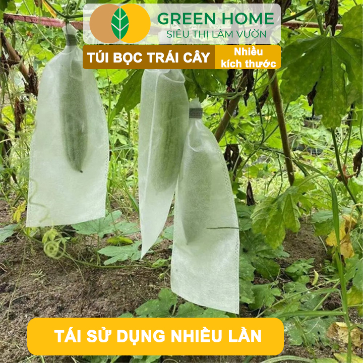 10 Túi Bọc Bưởi Da Xanh GreenHome, 30x35cm, Có Nút Cài, Độ Bền 3-5 Năm, Nhiều Kích thước
