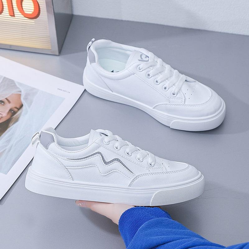 Giày thể thao nữ sneaker màu trắng cá tính năng động, dễ phối đồ AG0155