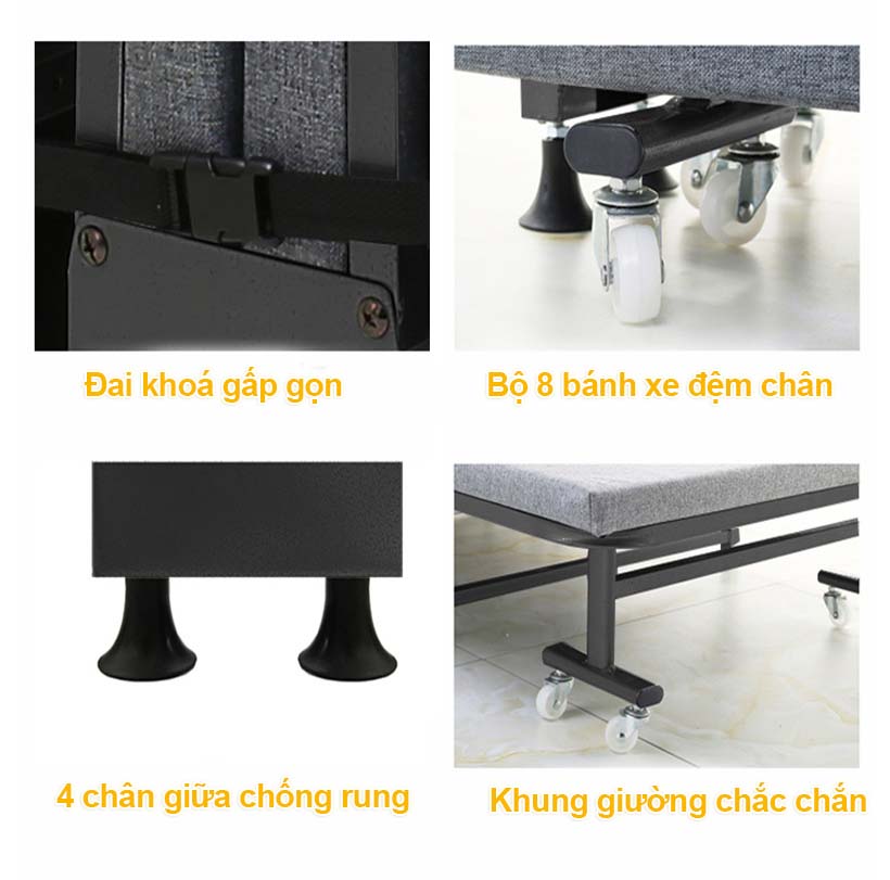Giường Gấp 4 Khúc NIKITA Chính Hãng, Gấp Gọn Tiện Lợi, Tiết Kiệm Không Gian Nhà Cửa
