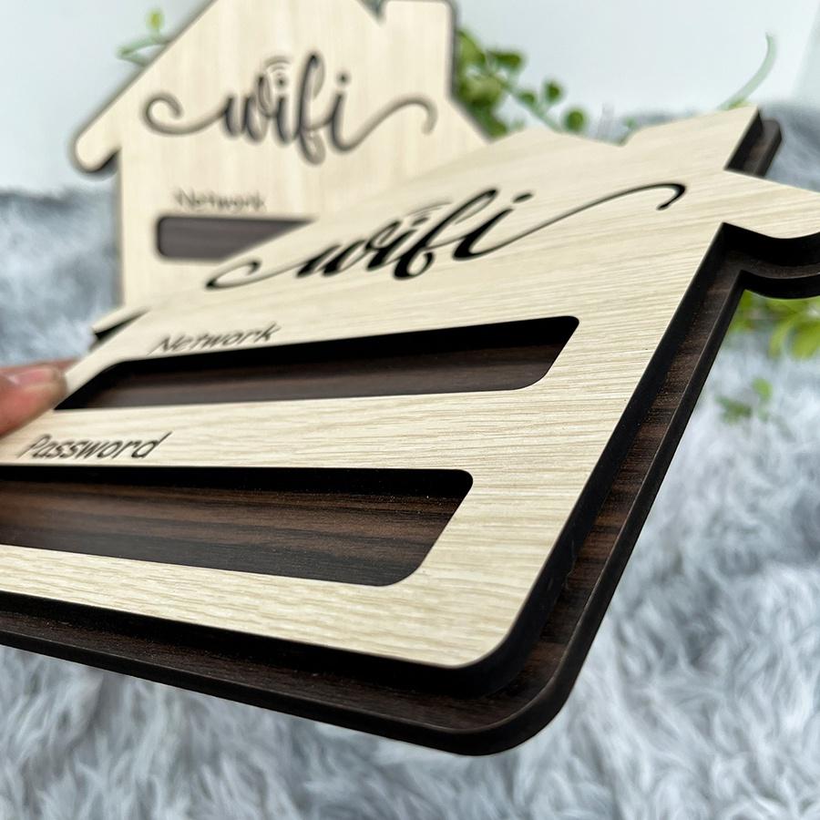 Bảng ghi mật khẩu wifi bằng gỗ trang trí decor phong cách mới lạ cho quán, homestay, nhà hàng