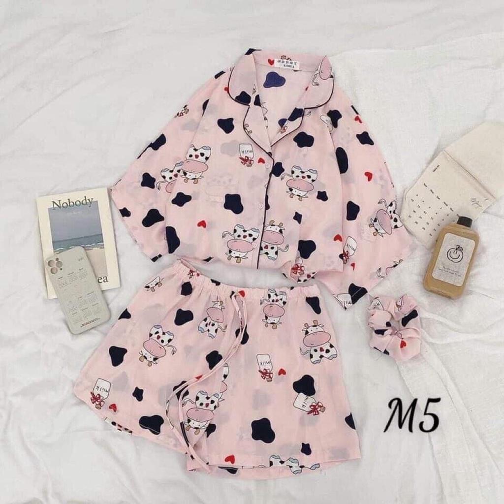 Bộ Pijama Ngắn Tay - Bộ Ngủ Ulzzang Hoạt Hình (Quần Đùi, Áo cộc