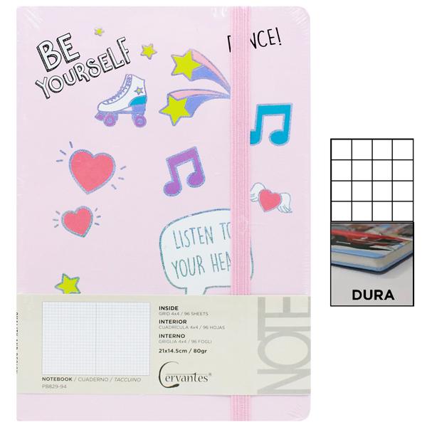 Sổ Ghi Chú A5 - Kẻ Ô Vuông - 192 Trang 80gsm - Cervantes PB829-94 - Màu Hồng