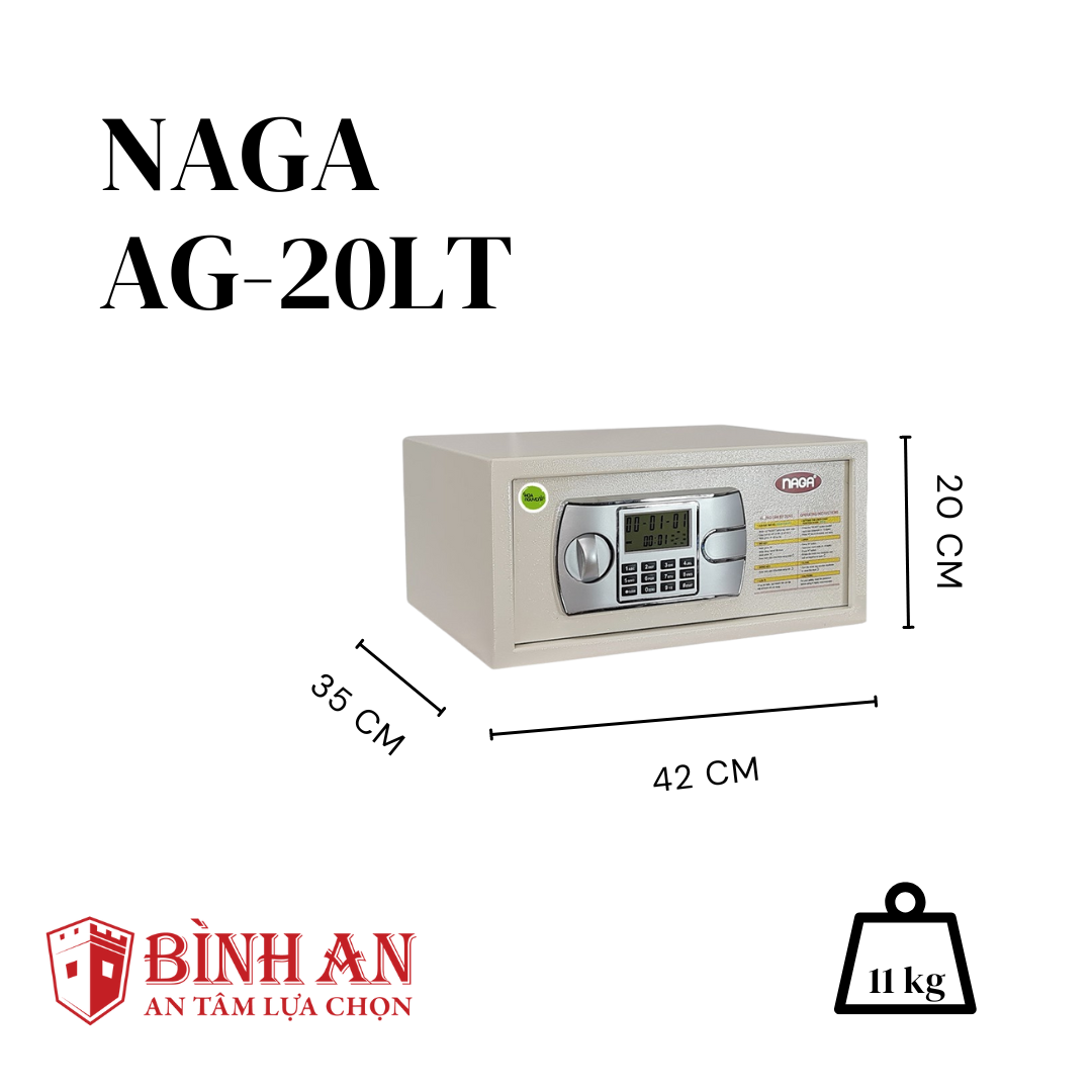 Két Sắt Mini NAGA AG-20LT Cho Gia Đình, Khách Sạn Nhỏ Gọn Chống Trộm Khoá Điện Tử