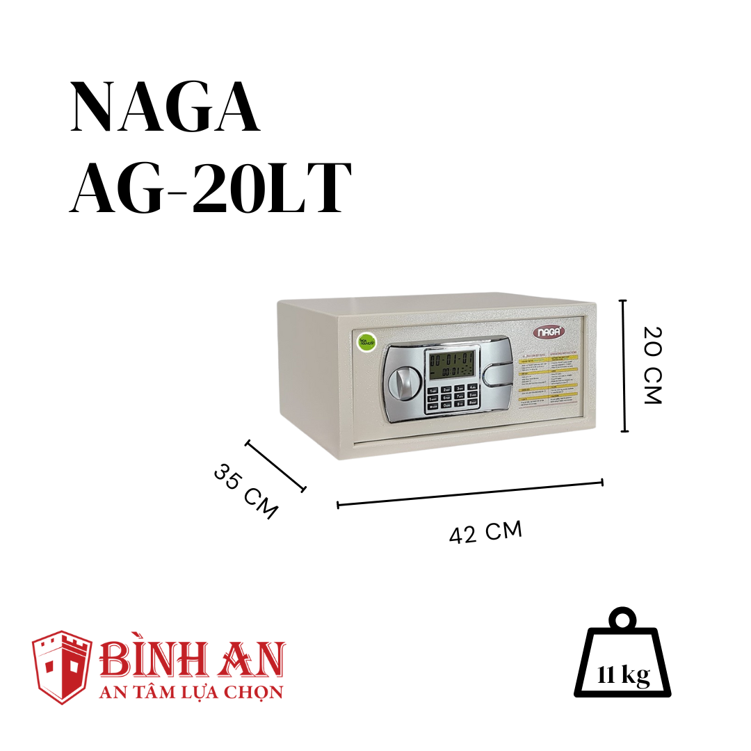 Két Sắt Mini NAGA AG-20LT (11kg) Cho Gia Đình, Khách Sạn Nhỏ Gọn Chống Trộm Khoá Điện Tử