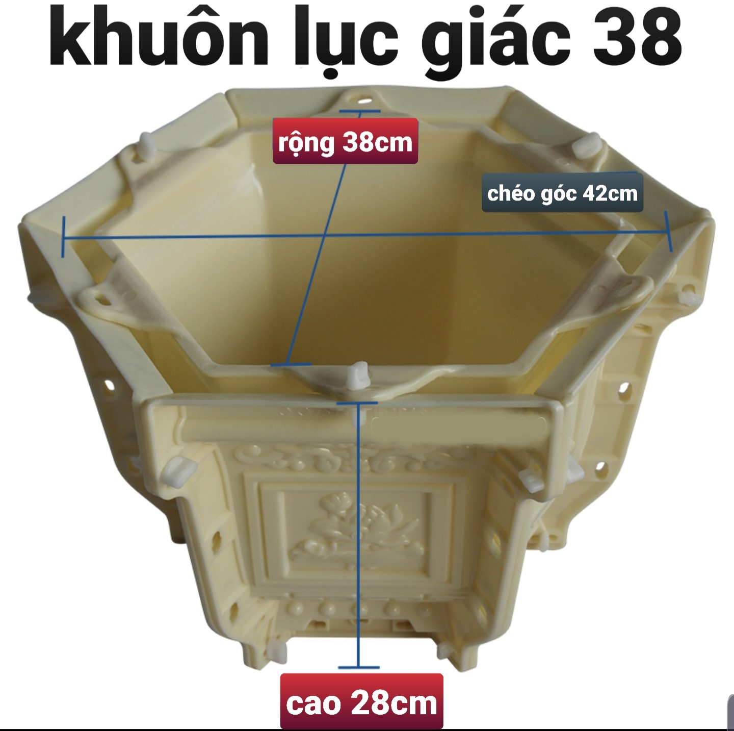 Khuôn đúc chậu lục giác 38cm