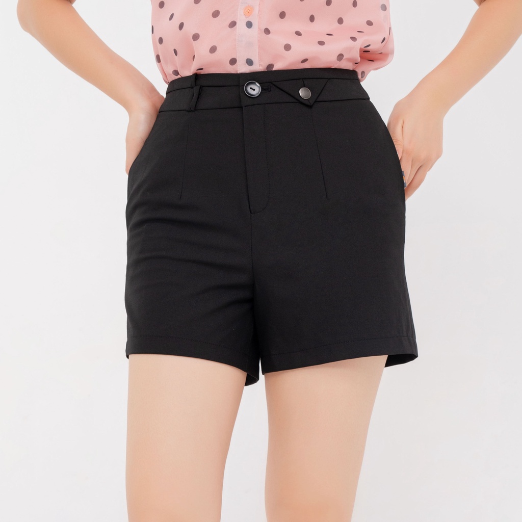 Quần Sooc Thiết Kế Nữ UK FASHION Dáng Basic Cạp Cao Phối Cúc, Chất Liệu Cao Cấp Không Xù NKFQU2105007