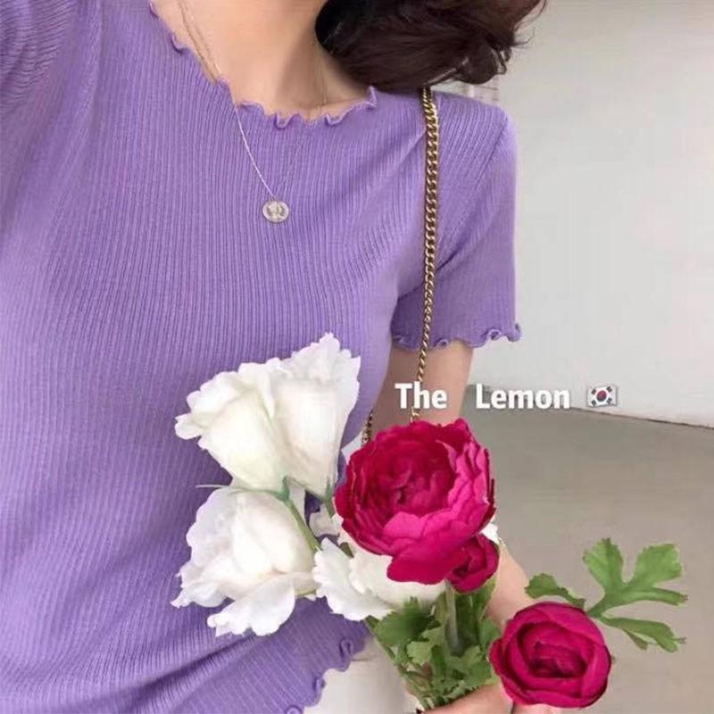 Áo Thun Dệt Kim Tay Ngắn Thời Trang Mùa Hè Cho Nữ