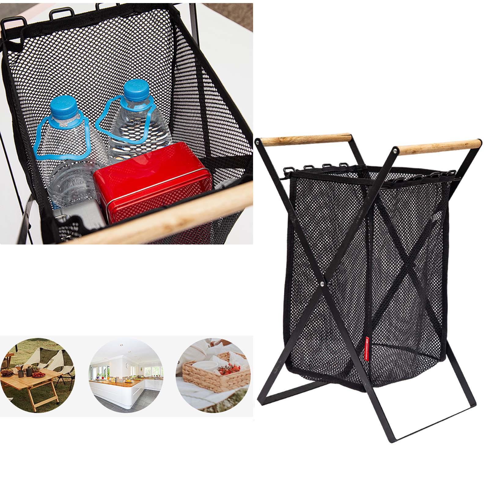 Mesh Laundry Basket Folding with Handles Wash Clothes Bag Hamper