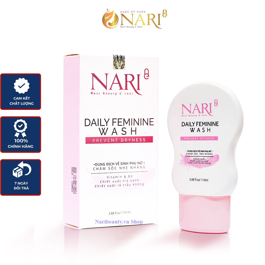 Dung dịch vệ sinh phụ nữ Nari ( DAILY FEMININE WASH) Sạch mịn thơm lưu hương suốt cả ngày Tuýp 110Ml