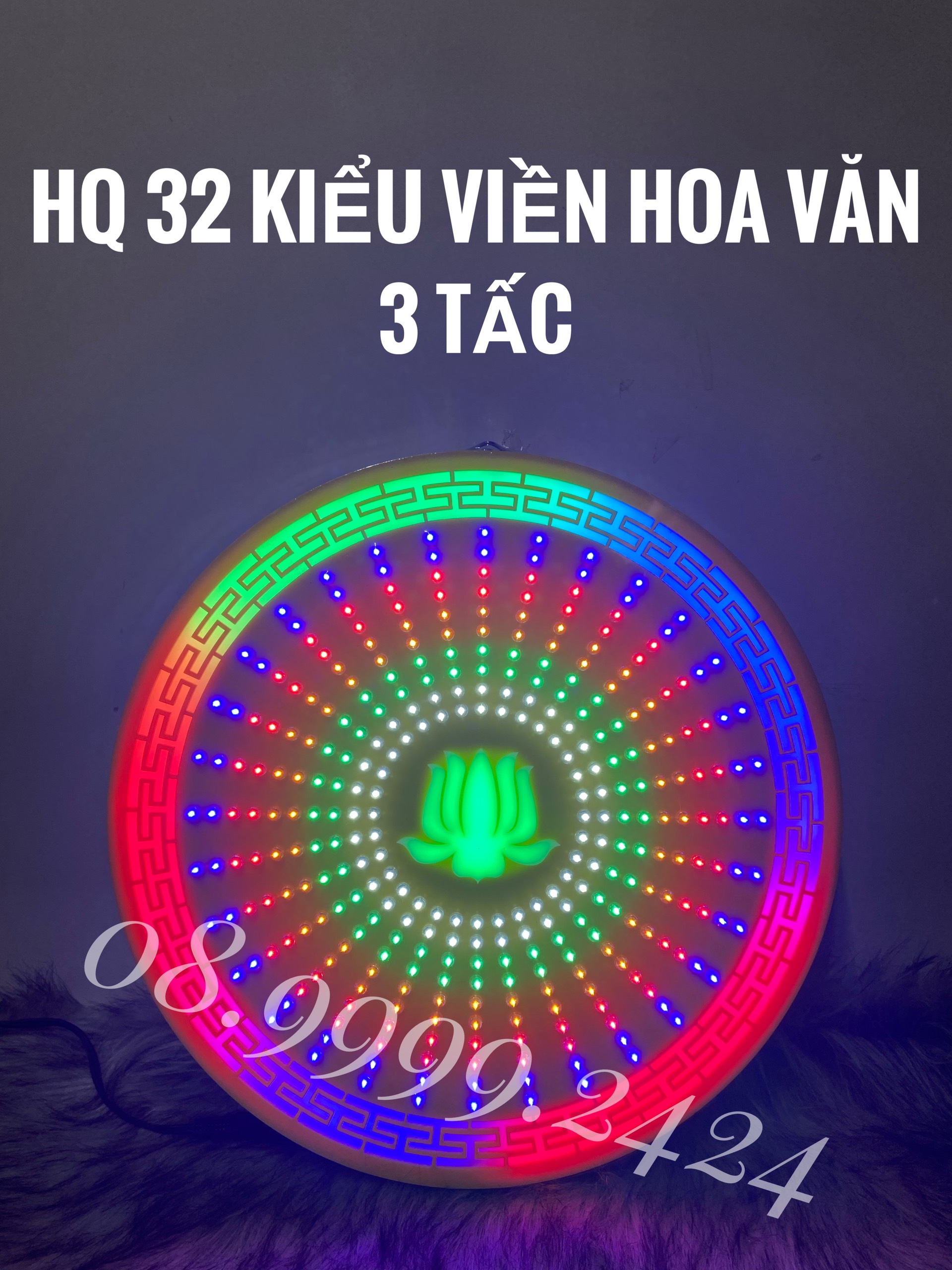 ĐÈN THỜ HÀO QUANG LED 32 KIỂU VIỀN HOA VĂN 30CM - 40CM