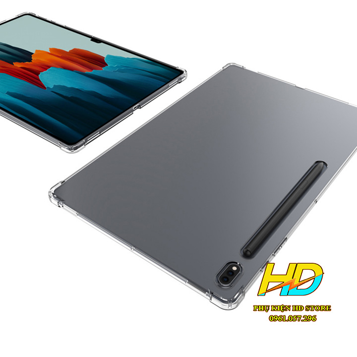 Ốp Lưng Cho Samsung Galaxy Tab S7+ Plus 12.4 inch Dẻo Silicon Trong Suốt Cao Cấp Chống Sốc ,Chống Va Đập, Có Gờ Bảo Vệ Camera