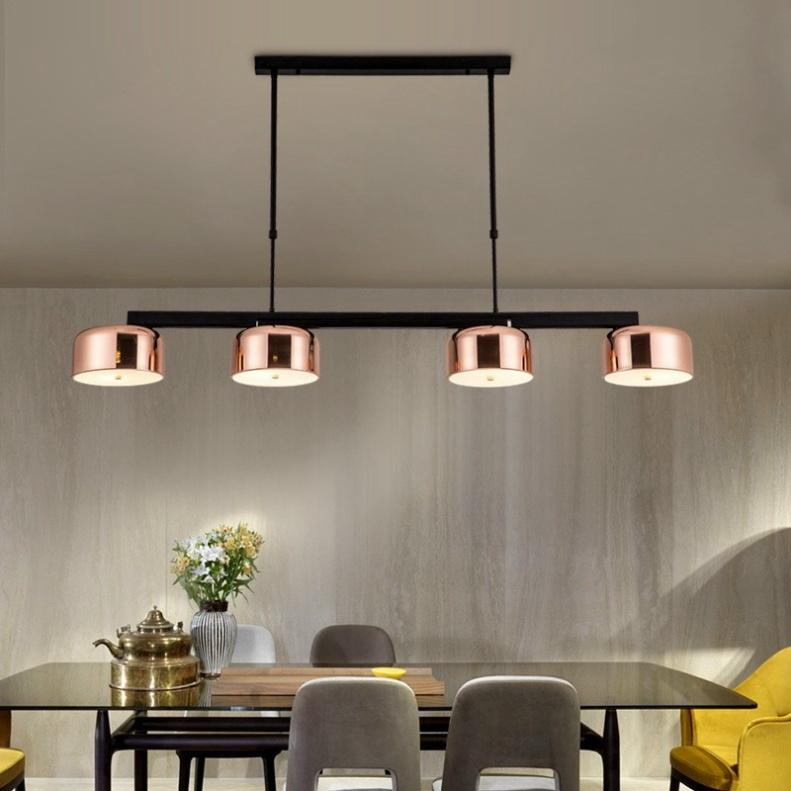 Đèn thả Decor Phục vụ cho Bàn Đảo, phòng Ăn nơi tiếp khách Đèn thả ngang 4 bóng chao màu đồng