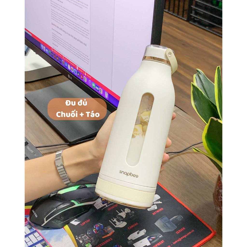 Máy xay sinh tố cầm tay Snapbee PJ400 tiện lợi, dễ dàng mang theo tặng kèm túi vải - Hàng chính hãng