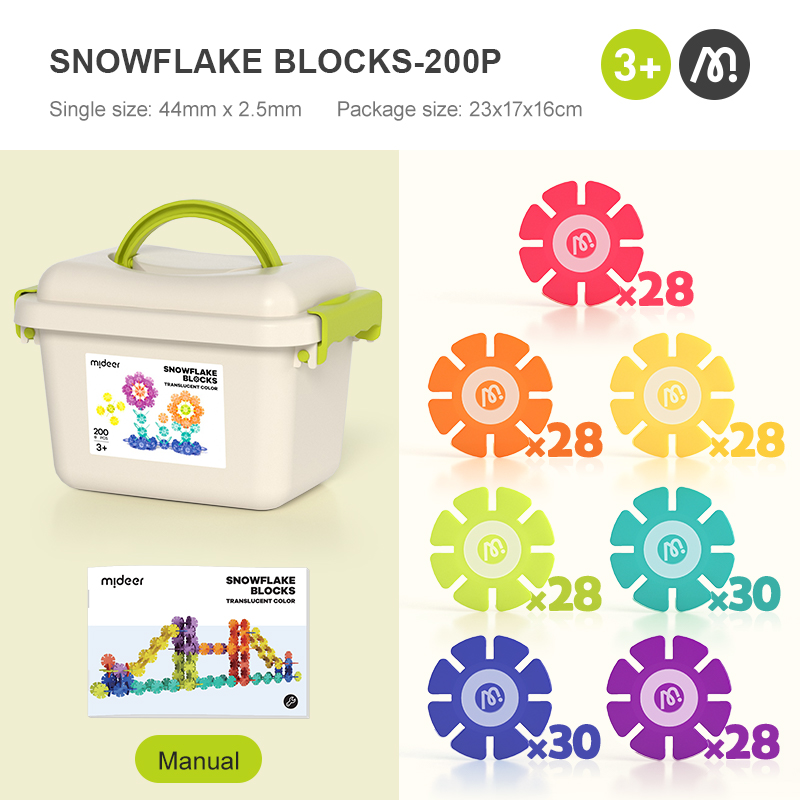 Đồ chơi lắp ghép hoa tuyết chính hãng Mideer - Snowflake Blocks MD1212 (200 chi tiết)