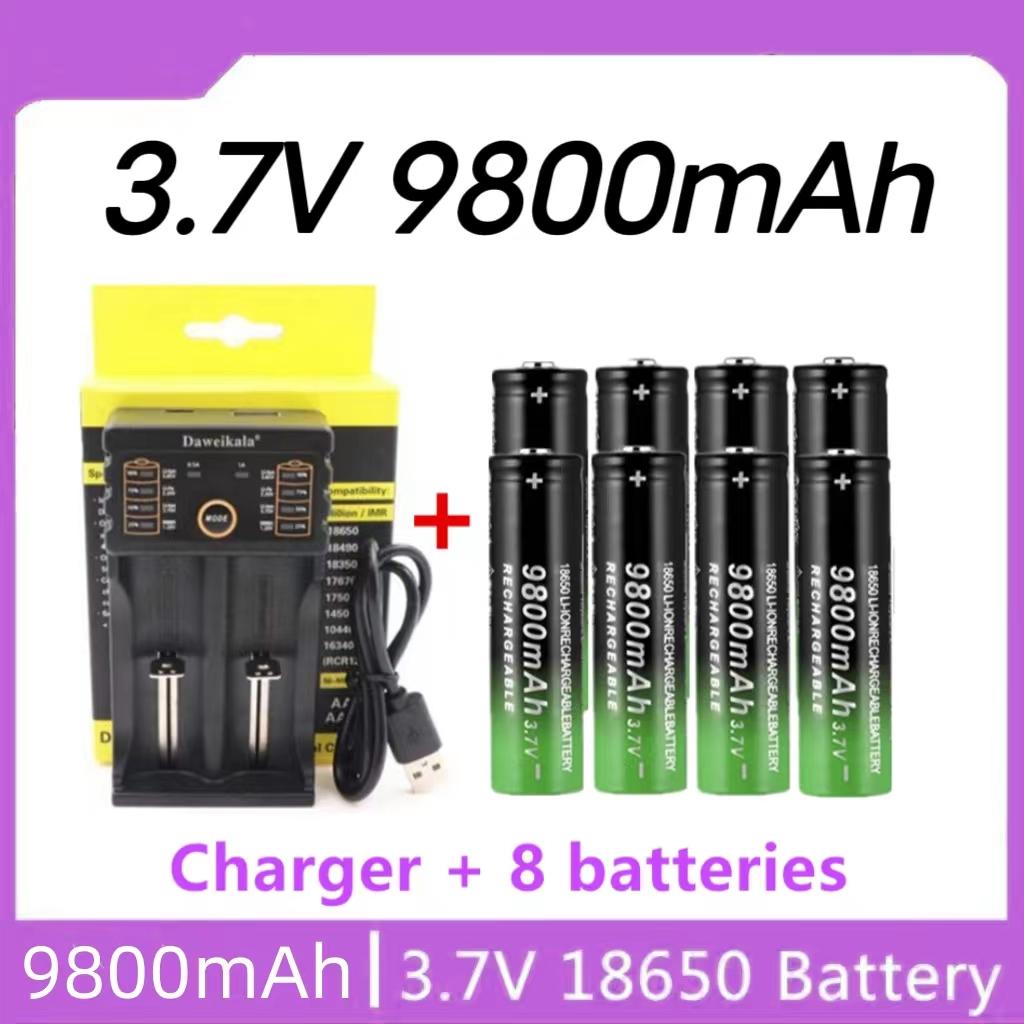 2022 New18650 Pin Chất Lượng Cao 9800MAh 3.7V 18650 Li-ion Pin Sạc Cho Đèn Pin Đèn Pin + Sạc Điện Áp Danh Định: 3.7V