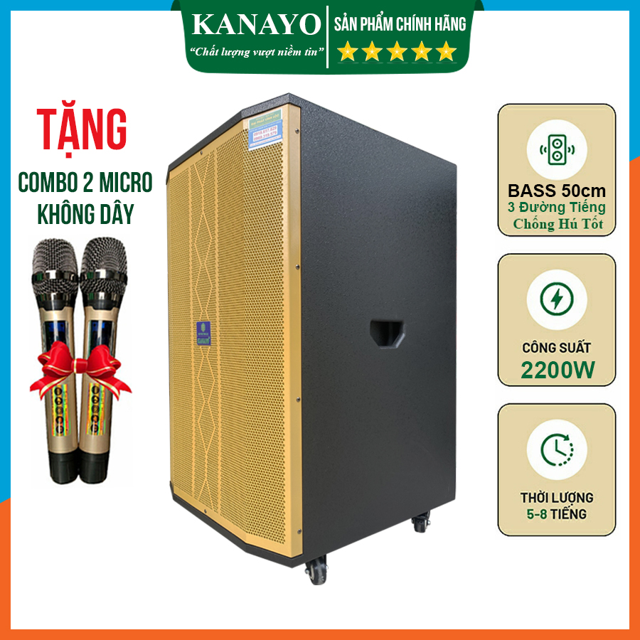 Loa kéo karaoke Kanayo K-2200 bass 50 3 đường tiếng công suất lớn 2200 Watt | Hàng chính hãng chất lượng cao, lắp ráp tại Việt Nam