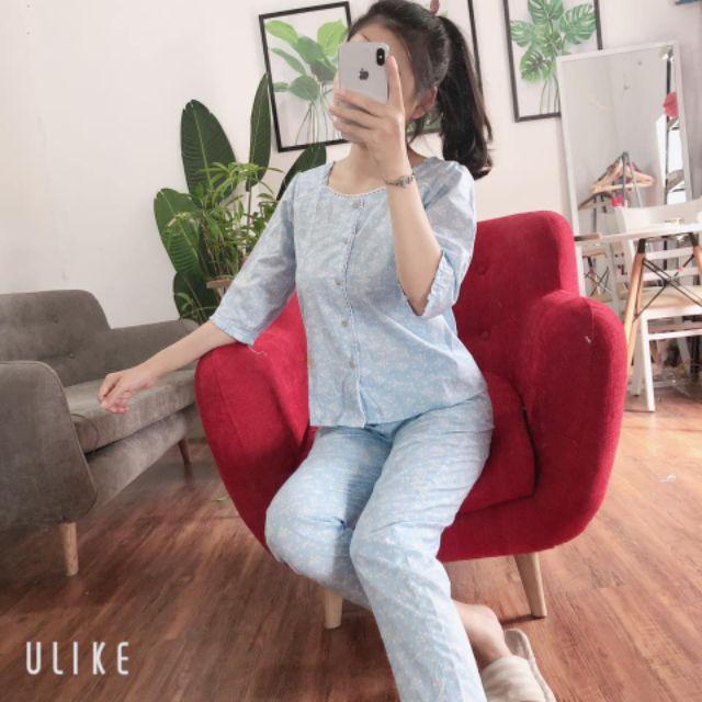Đồ bộ mặc nhà quần áo sau sinh clover 3 màu ảnh thật