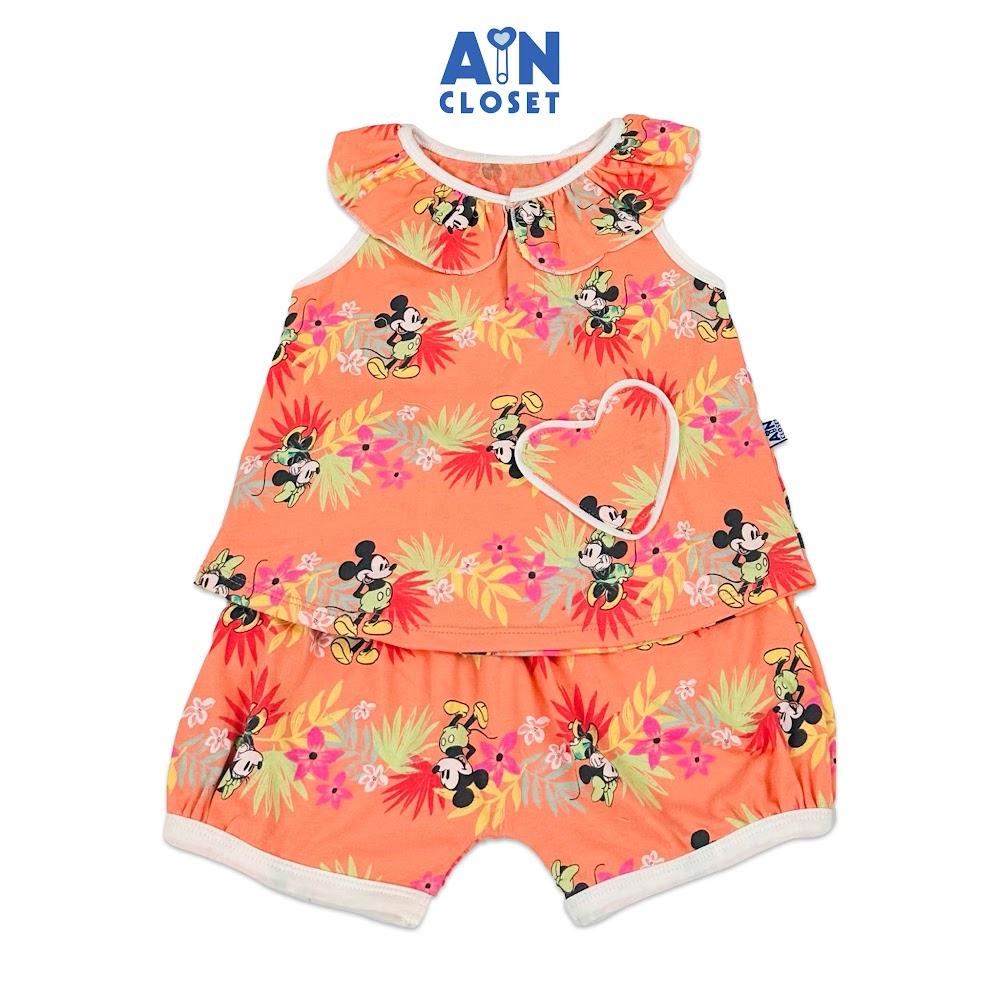 Bộ quần áo Ngắn họa tiết Chuột Cam thun cotton - AICDBGCTCTFP - AIN Closet
