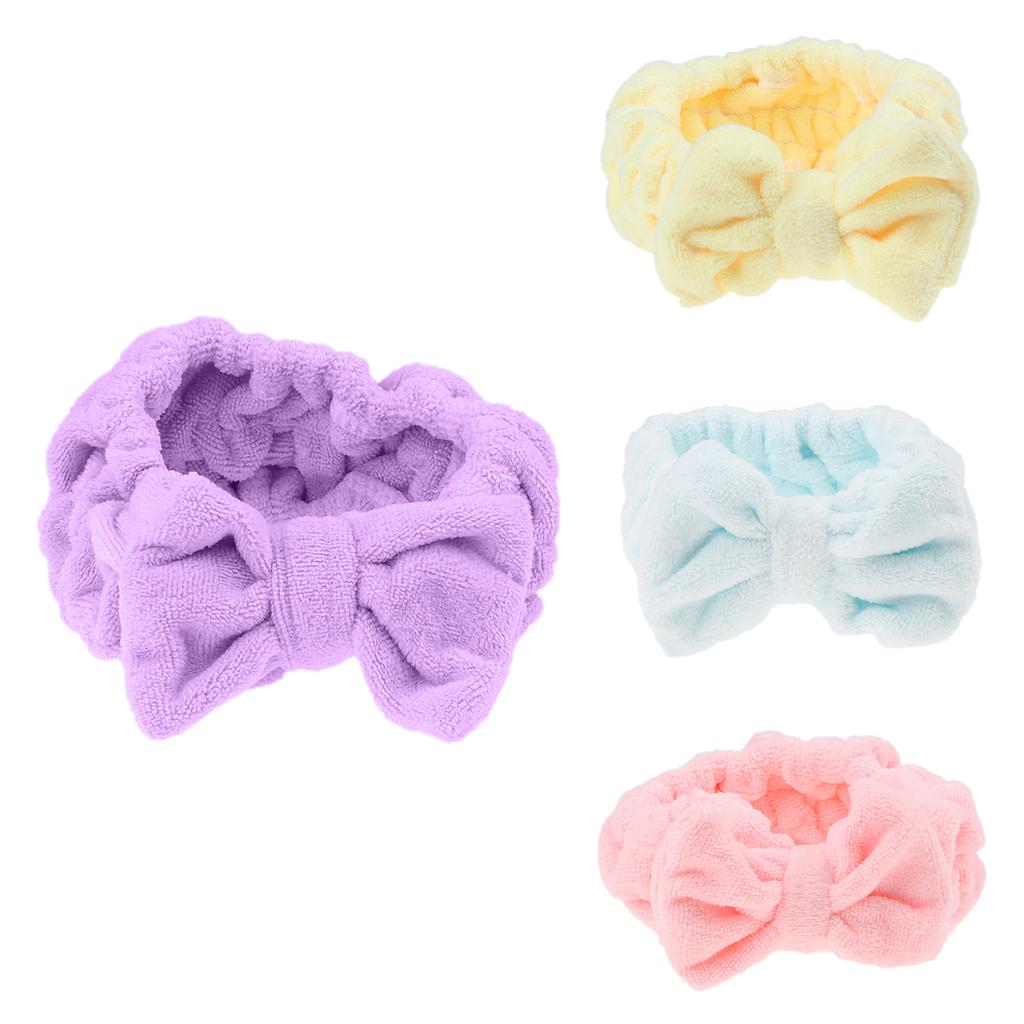 Bowknot Makeup Cosmetic Shower Bath Spa Elastic Hair Band Headband Purple