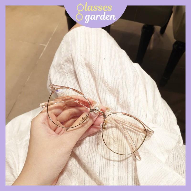 Gọng kính cận kim loại Glasses Garden dáng tròn nửa viền 5004
