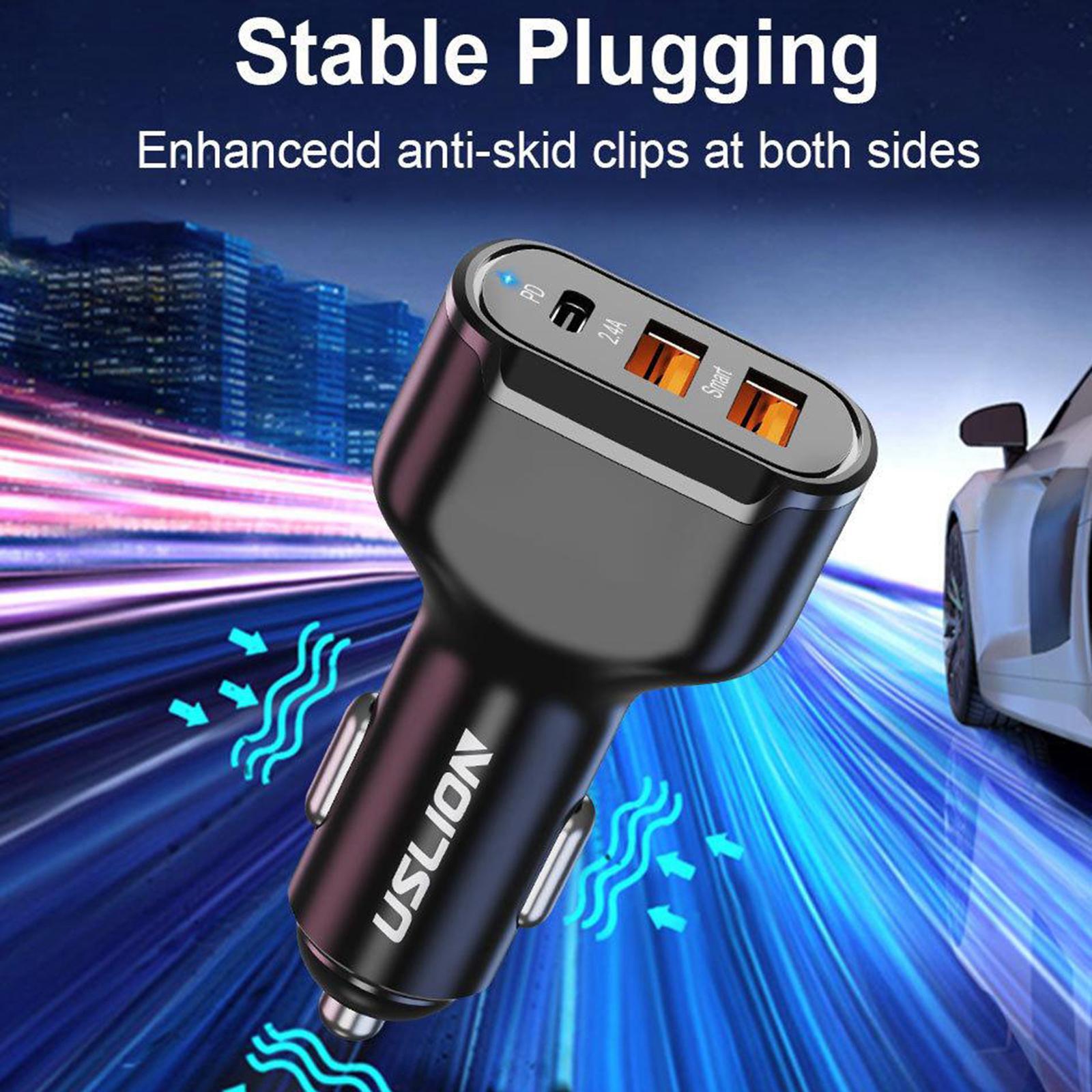 30W USB C Car Charger 2 USB QC 3.0 for 11 Pro Max Xs 8 plus