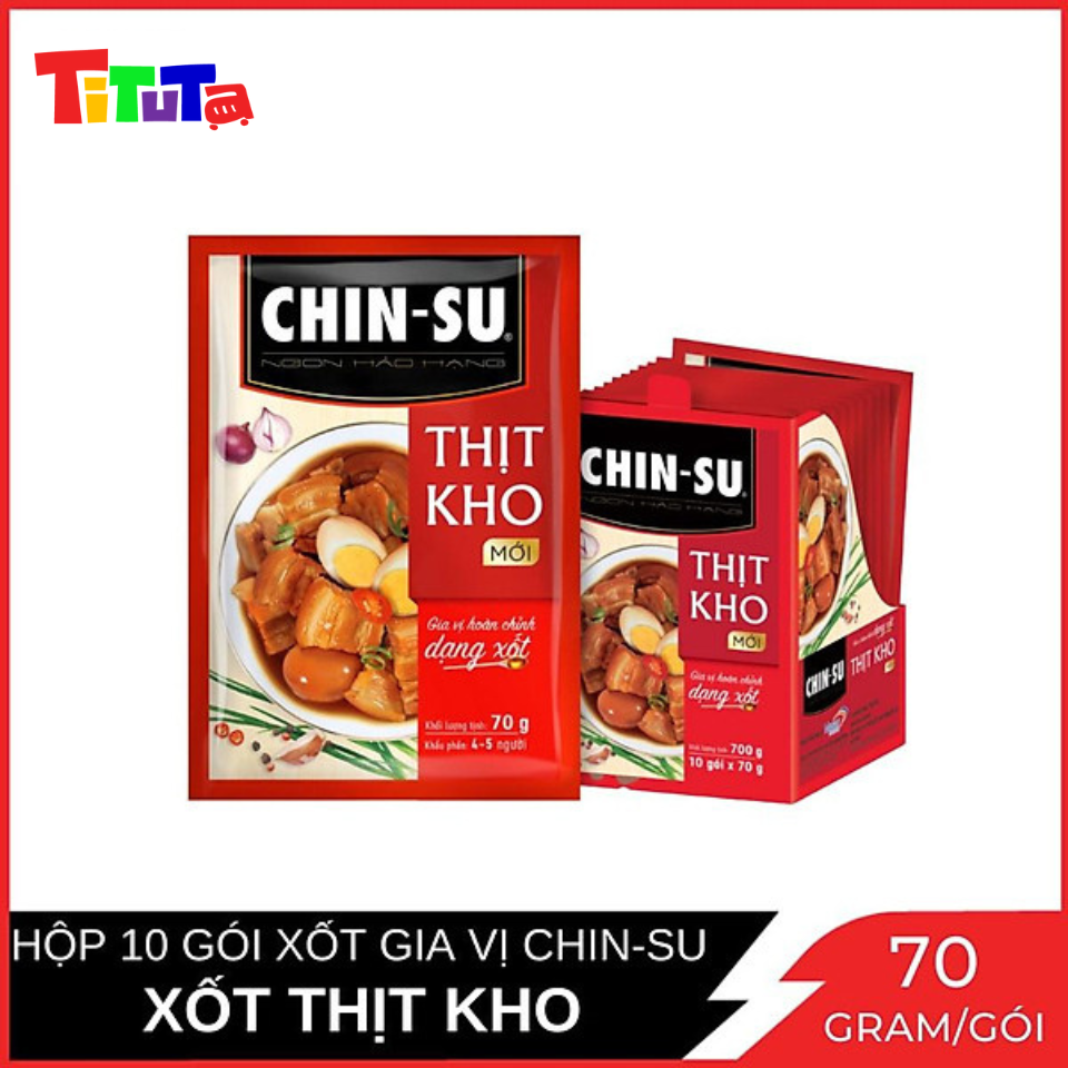 Hộp 10 Gói Gia vị CHIN-SU Hoàn chỉnh Xốt thịt kho Gói 70g x10