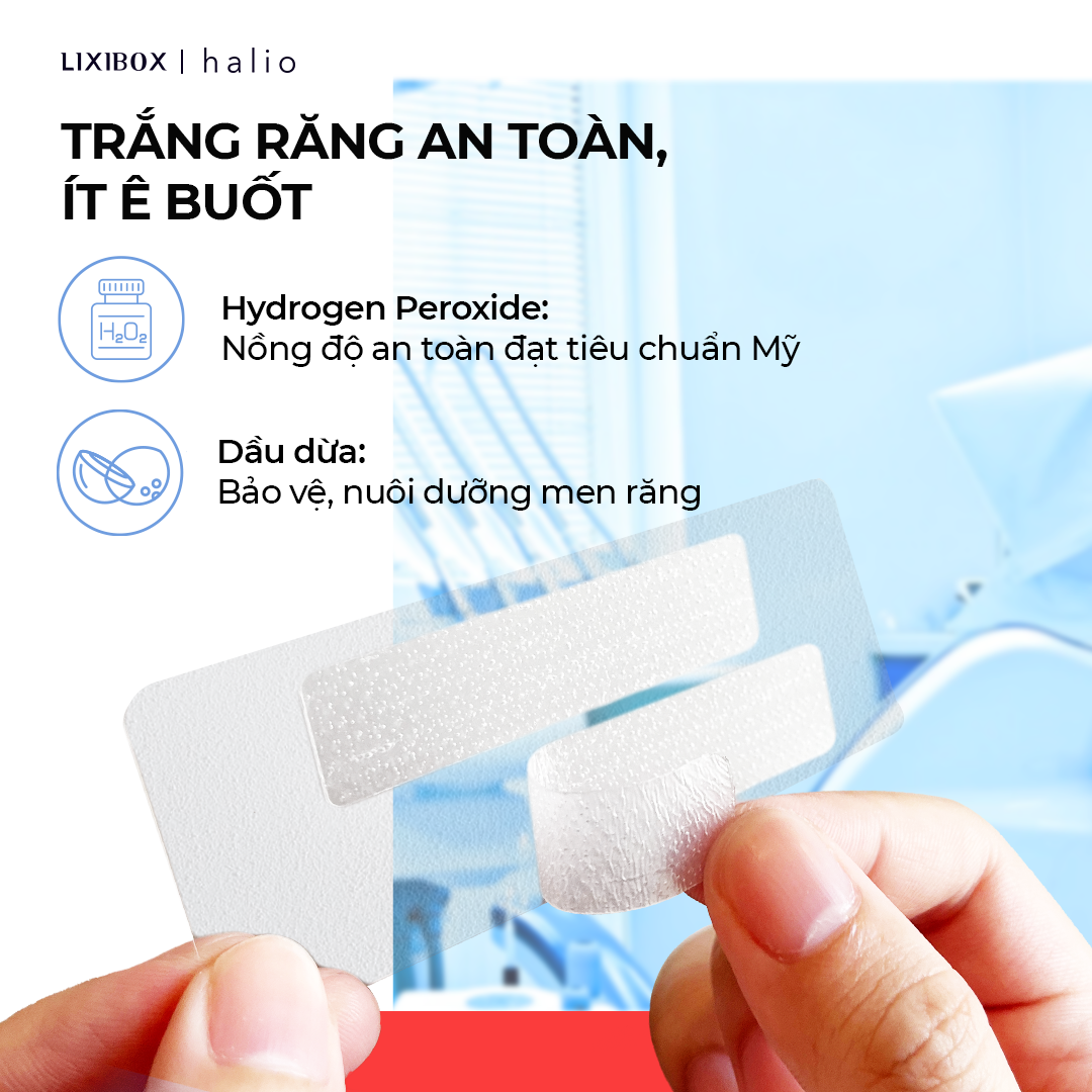 Set 14 Miếng Dán Trắng Răng Halio Teeth Whitening Strip Giảm Ê Buốt - Liệu Trình 7 Ngày