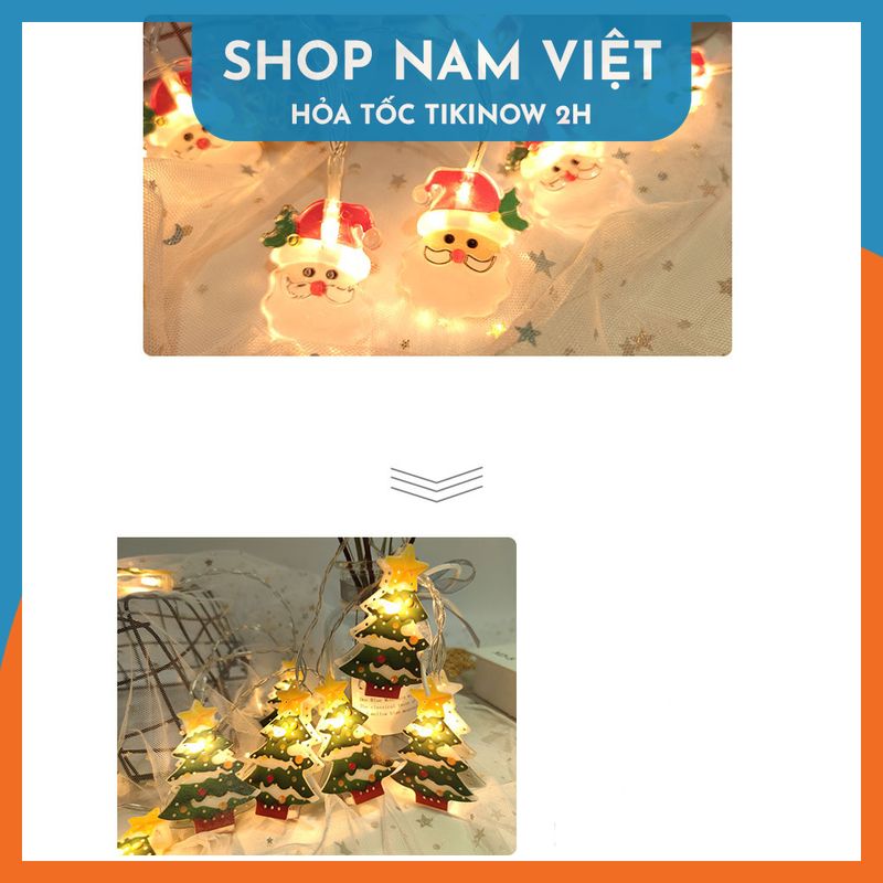 Dây Đèn Led Fairy Light Trang Trí Giáng Sinh Biểu Tượng Cây Thông, Người Tuyết, Ông Già Noel - Chính Hãng NAVIVU