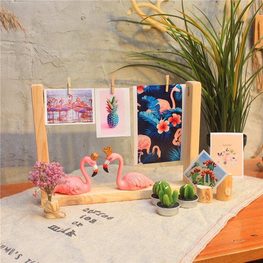 Khung gỗ treo tường để bàn vintage, gỗ thông tự nhiên