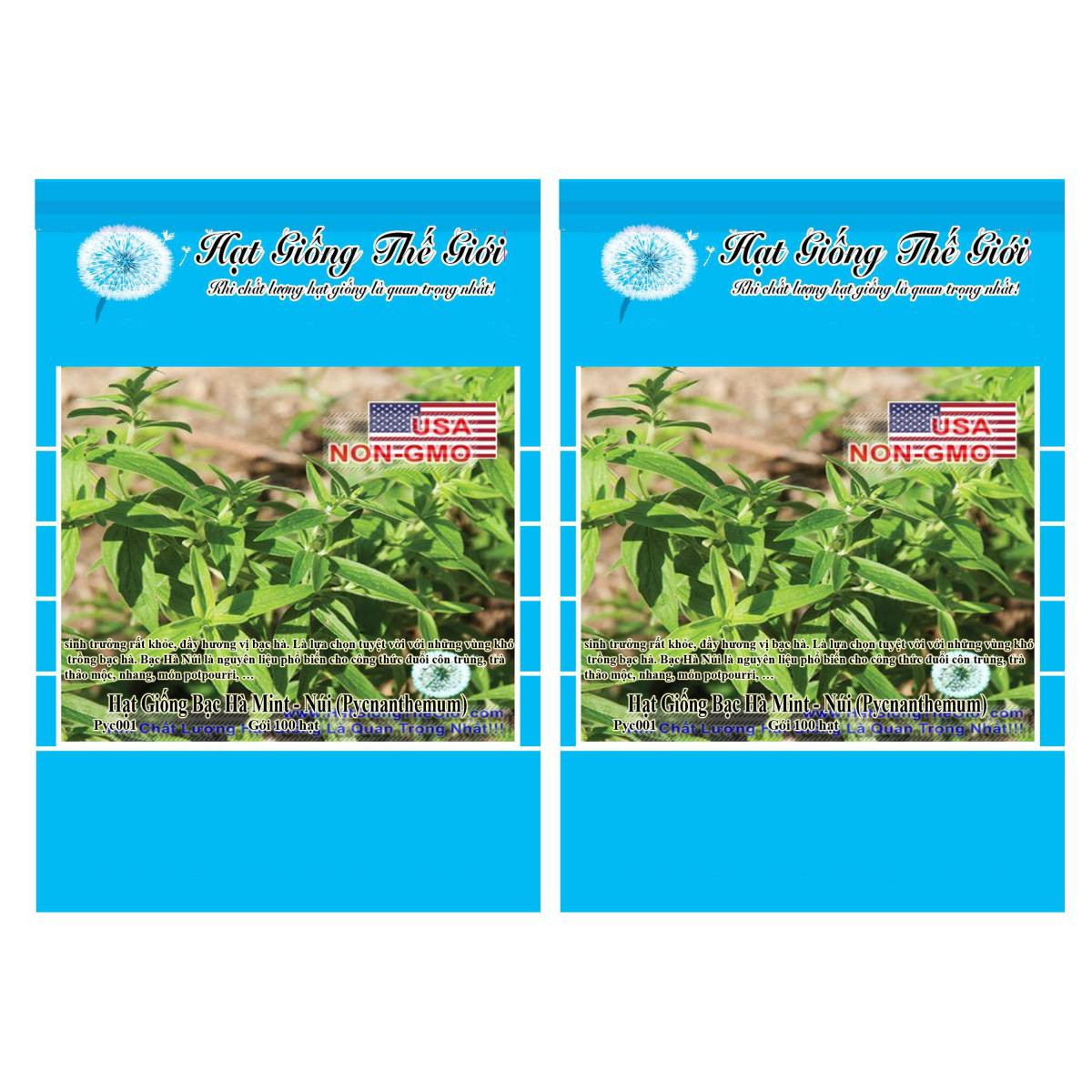Bộ 2 Gói Hạt Giống Bạc Hà Mint - Núi 100h