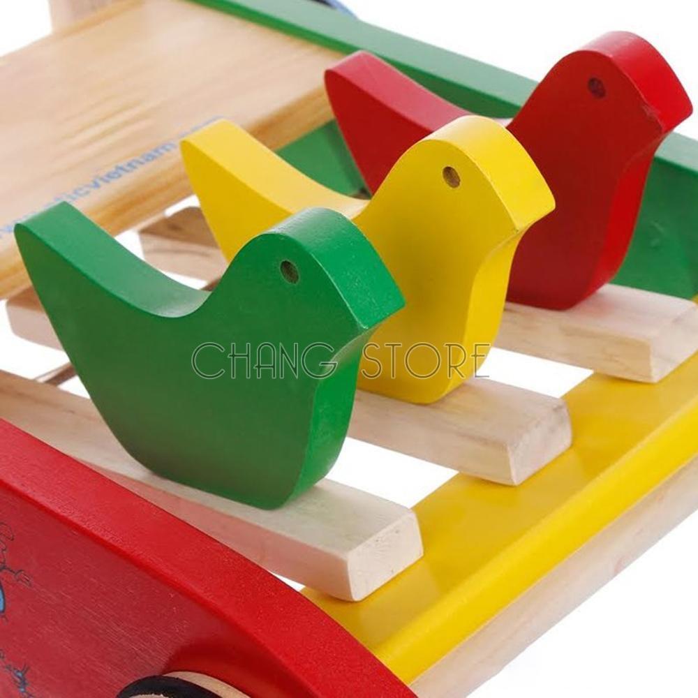 Xe Tập Đi Bằng Gỗ 3 Con Gà Cao Cấp Cho Bé Yêu