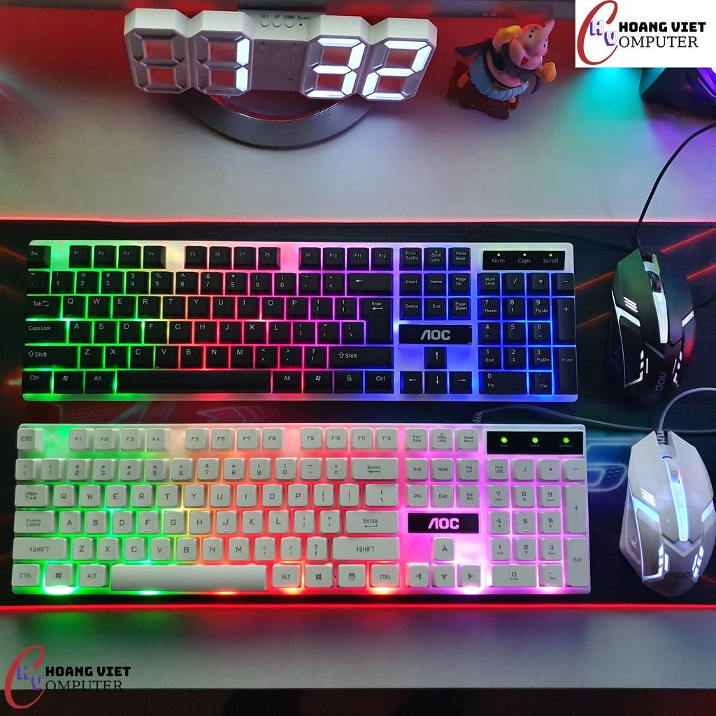 Bộ Bàn Phím Chuột Gaming AOC KM100, Keyboard Bàn Phím Chuột Chuyên Game Đèn LED 7 Màu, Hàng Chính Hãng AOC