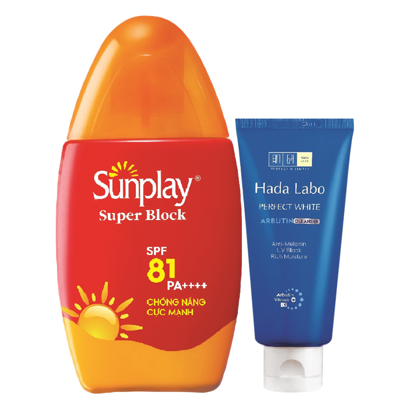 Sữa Chống Nắng Sunplay Cực Mạnh Sunplay Super Block SPF 81 PA++++ (30g) + Tặng Kem Rửa Mặt Hada Labo (25g)