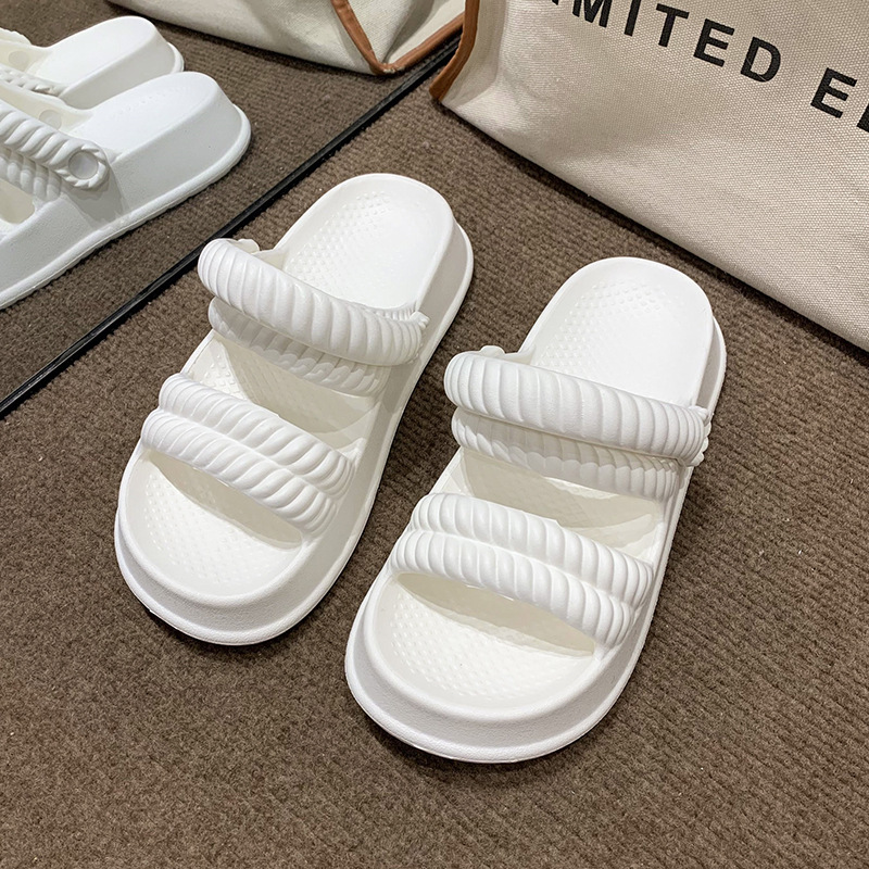 Dép bánh mì 2 quai ngang sandal nữ quai hậu độn đế 3cm kiểu ulzzang basic đi mưa D151