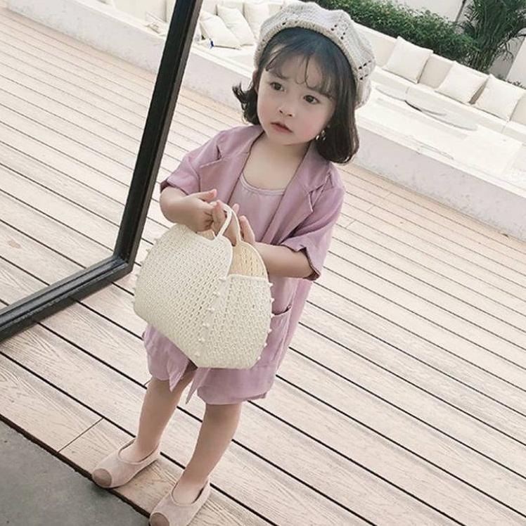 AK55 Size90-130 Set vest bé gái Thời trang trẻ Em hàng quảng châu