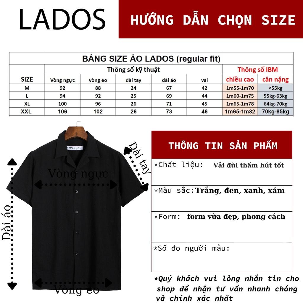 Áo sơ mi nam ngắn tay cổ vest form đẹp LADOS 8085 vải đũi thấm hút, sang trọng dễ phối đồ