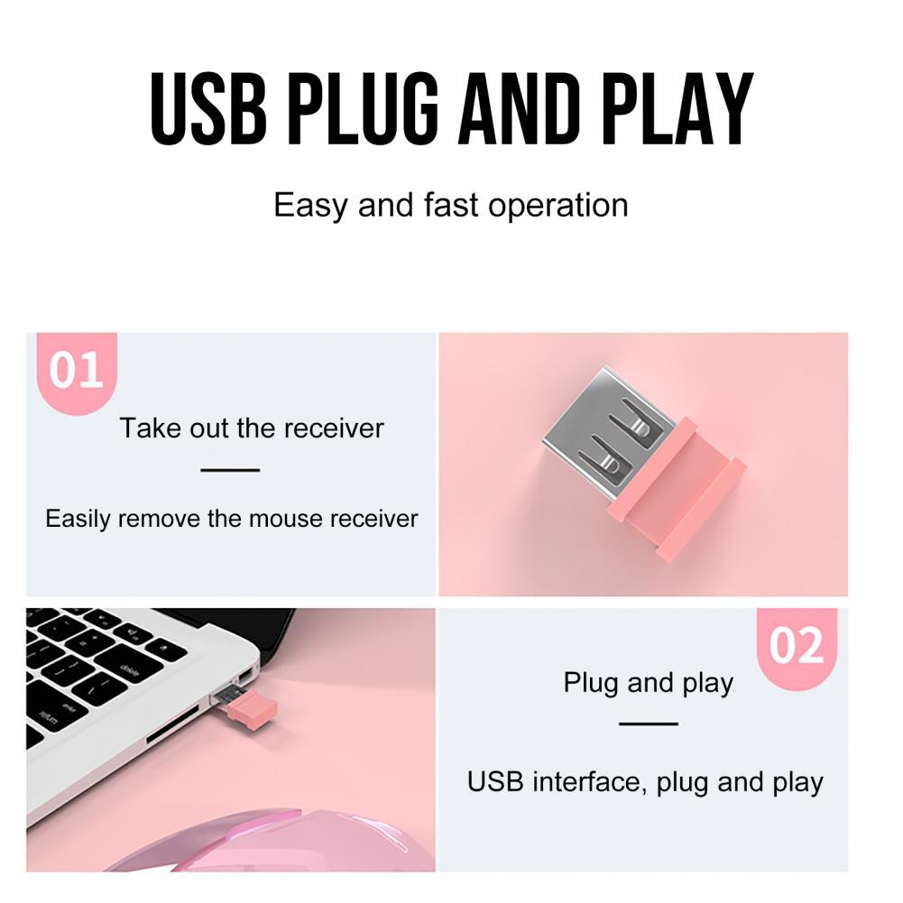 Đèn LED USB Chuột Quang Không Dây 1600Dpi Tắt Tiếng Máy Tính Máy Tính Laptop 6 Nút Chuột Chơi Game Cho DVA Overwatch-trang Sức Giọt