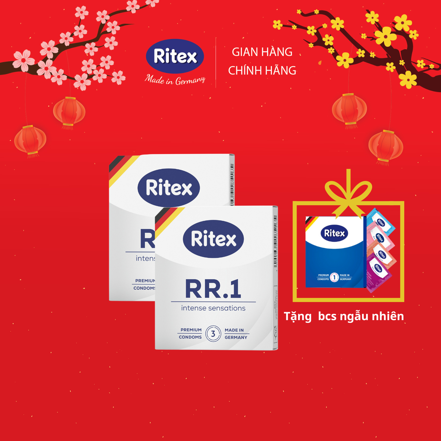 Bộ 02 hộp bao cao su Ritex RR.1,Cảm Xúc Mãnh Liệt, siêu bền, hộp 3 chiếc