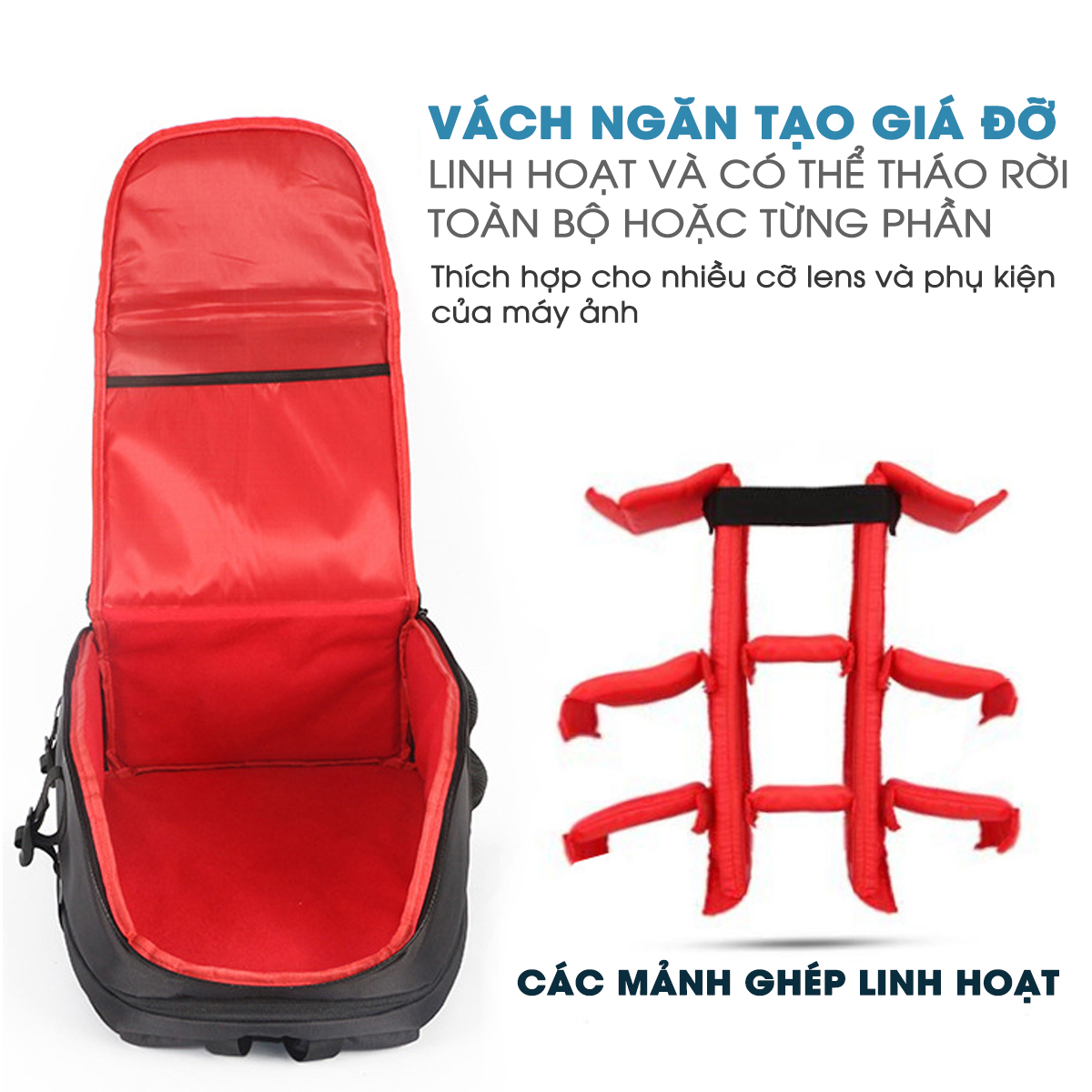 Balo đựng máy ảnh chống thấm (SB01), túi máy ảnh chuyên dụng 2 trong 1 đựng cả laptop