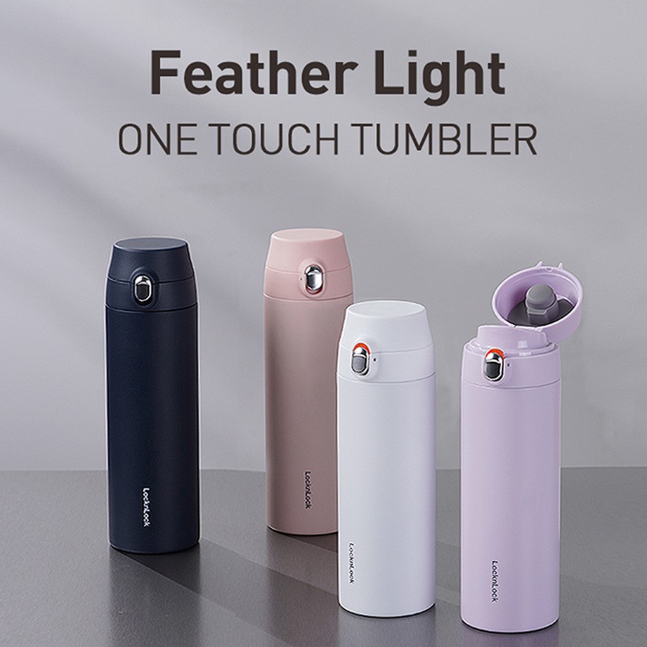 Bình Giữ Nhiệt LocknLock Featherlight One-touch Tumbler màu tím nhạt LHC3257LVOL 500ml - Hàng chính hãng, nắp bật tiện lợi - JoyMall