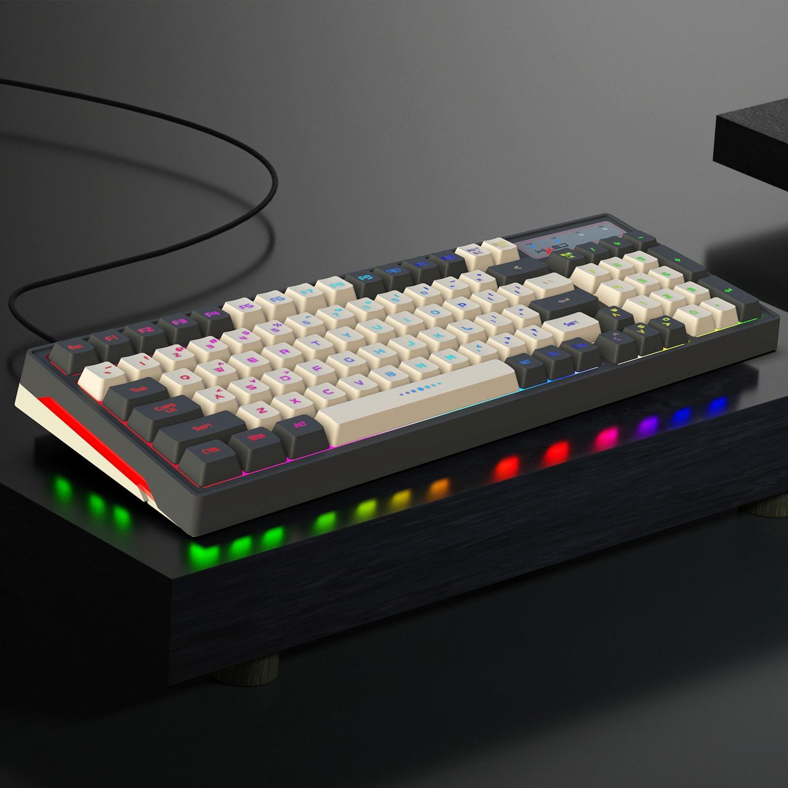 Compact 96 Keys Wired Mechanical Keyboard RGB Backlight Computer Keypad